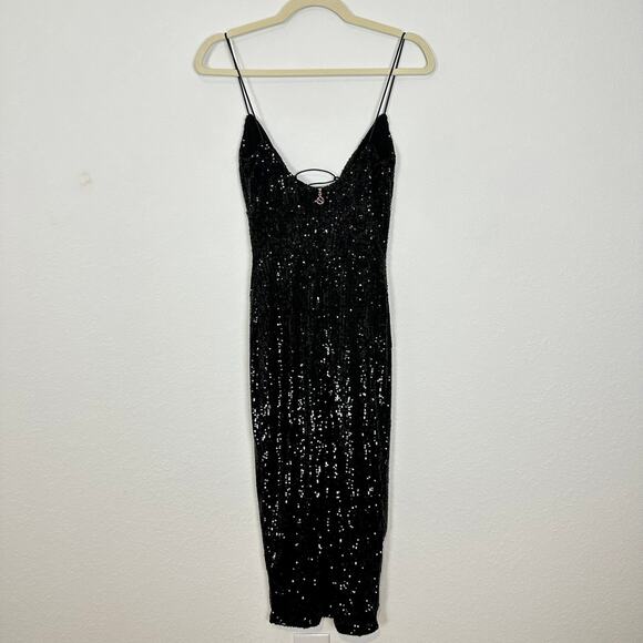 NWT Nookie Sublime Lace Up Midi Dress in Black Size Medium - Picture 3 of 7